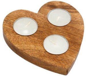 Wooden Heart Tea Light Holder
