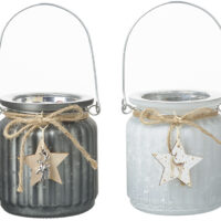 Frosted Glass Candle Pots With Star Hangers
