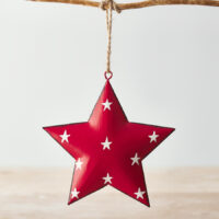 Red Metal Star With Starry Design, 11cm