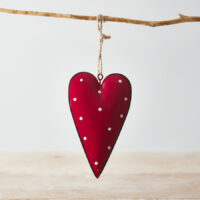 Red Metal Heart With Polka Dot Design