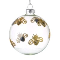 Glittery Bee Glass Bauble