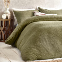 Olive Boucle Double Duvet Set