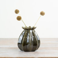 Green Poppy Seedhead Vase Large 16cm