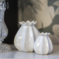 White Poppy Seedhead Vase