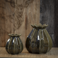 Green Poppy Seedhead Vase