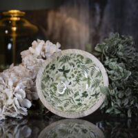 Fern Print Wood & Enamel Bowl