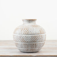 Round Stripe Textured Natural Vase
