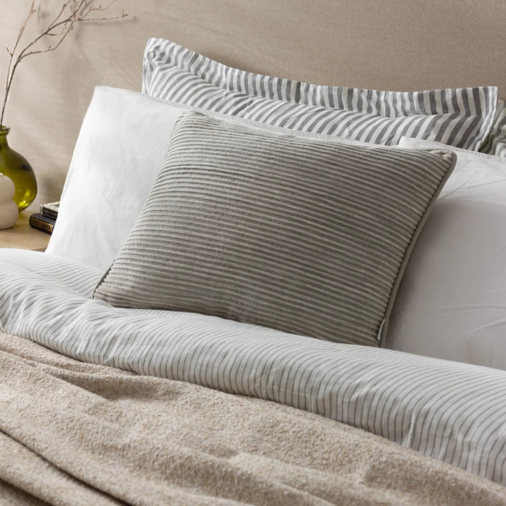 Cove Ribbed Cushion Pebble Grey